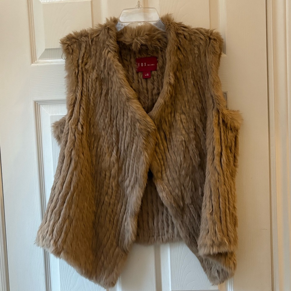 Genuine Rabbit Fur Vest in Brown